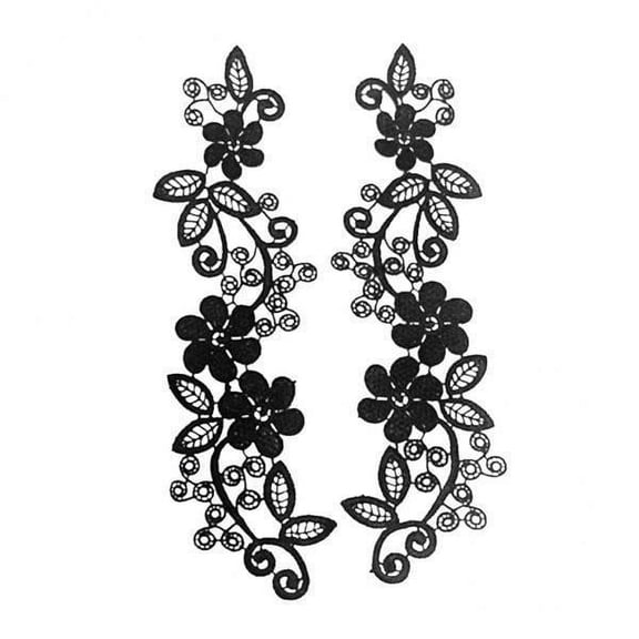 amagogo 5xBlack Applique Embroidered Guipure Wedding Lace Motif