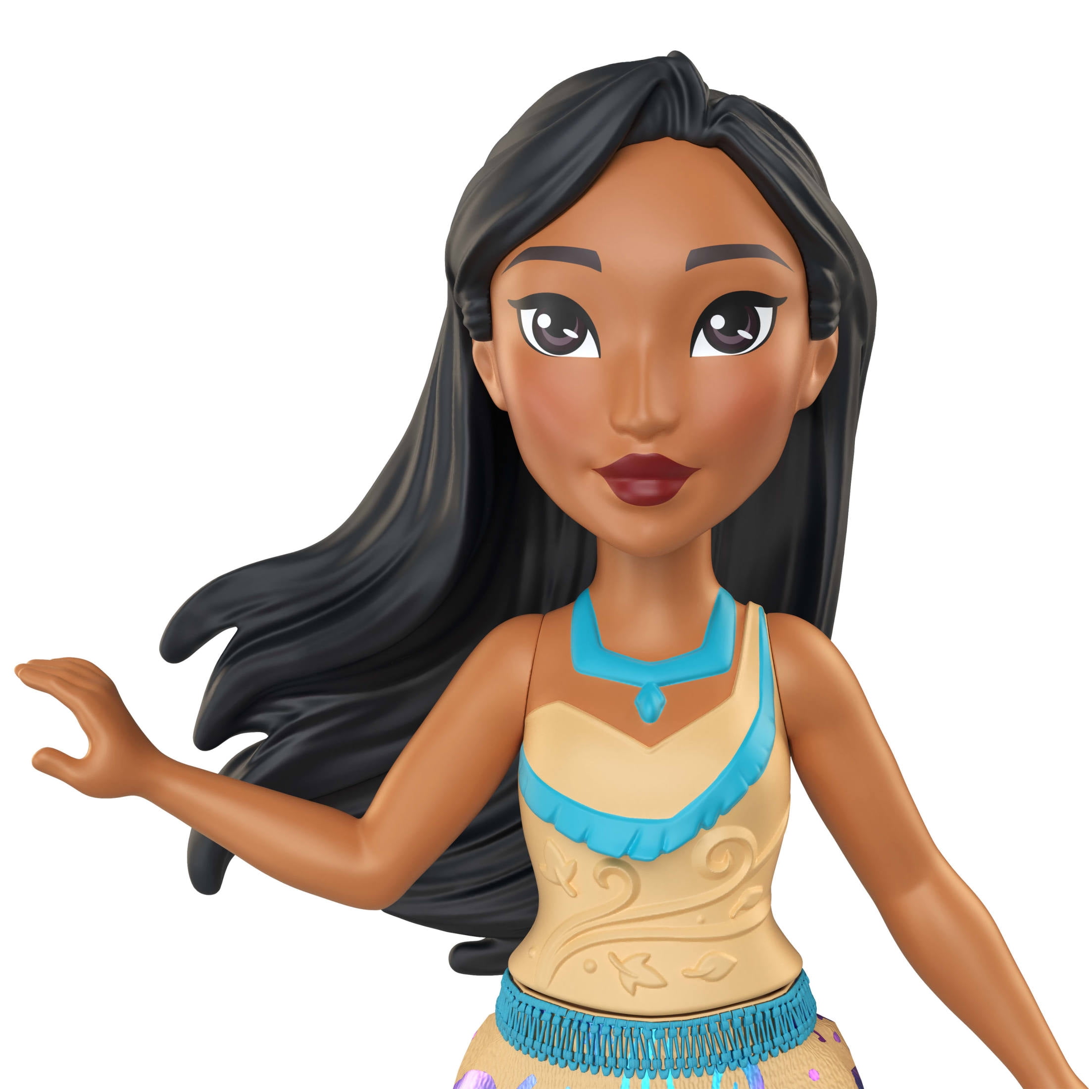 Disney Princess Pocahontas Posable Small Doll in Shiny Outfit with Removable Skirt, Inspired by Movie