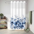 thumbnail image 6 of No Hook Shower Curtain, Blue Blooms Floral Shower Curtains for Bathroom with See Through Top Window, Farmhouse Spring Flowers Botanical Waterproof & Washable Bath Curtain Stand Up Stall 36"x72", 6 of 9