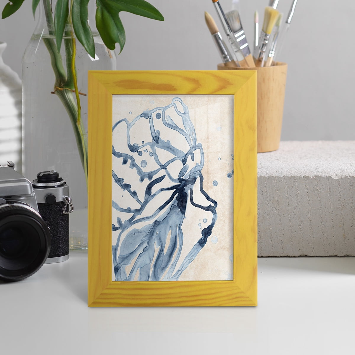 Water Shells I - Framed Print w/glass - Sunflower Yellow