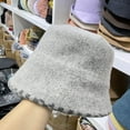 thumbnail image 5 of CoCopeaunts Bucket Hat for Women Solid Color Soft Wool Fisherman Hat Winter Wool Warm Fashion Plaid Brim Foldable Basin Hat, 5 of 8