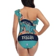 thumbnail image 5 of Haiem Let's go Travel Women's One Piece Swimsuits Tummy Control One Shoulder Bathing Suits Ruffle Swimwear-X-Large, 5 of 8