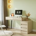 thumbnail image 7 of Finmind White Desk with 5 Drawers, Modern Home Office Desk with Storage Drawers and Printer Stand, Reversible Computer Desk Vanity Desk for Bedroom, Living Room, 7 of 7