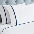 thumbnail image 4 of Superior Riverton Embroidered Cotton Bed Sheet Set, Twin XL, White/Navy Blue, 4 of 12