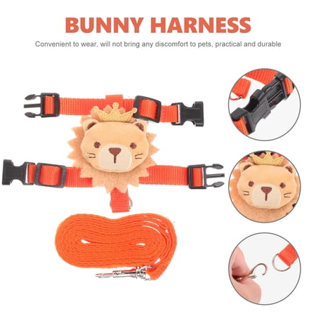 Amosfun 1Set Small Pet Harness Kit with Comfortable Orange Leash for Rabbit and Small Dog Walking