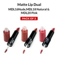 thumbnail image 3 of Ebo Matte Lip Dual Lipstick & Matte Finish Lipgloss Long Lasting 20 Pink, 18 Natural &16 Nude ( 3 Pack ), 3 of 4