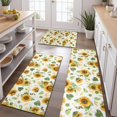 thumbnail image 2 of White Green Leaf Flower Sunflower Pattern Kitchen Rugs Sets Of 3,Kitchen Runner Rugs Non Skid Washable,Decorative Kitchen Floor Mats for Kitchen,Sink,Laundry,17"x30"+ 17"x47" + 17"x59", 2 of 6
