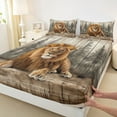 thumbnail image 4 of Feelyou Rustic Lion Animal Twin Sheet Sets for Kids, Vintage Lodge Cabin Twin Fitted Sheet, Jungle Wildlife Flat Sheet, Ultra Soft Bedroom Decor, 3-Piece, 4 of 8