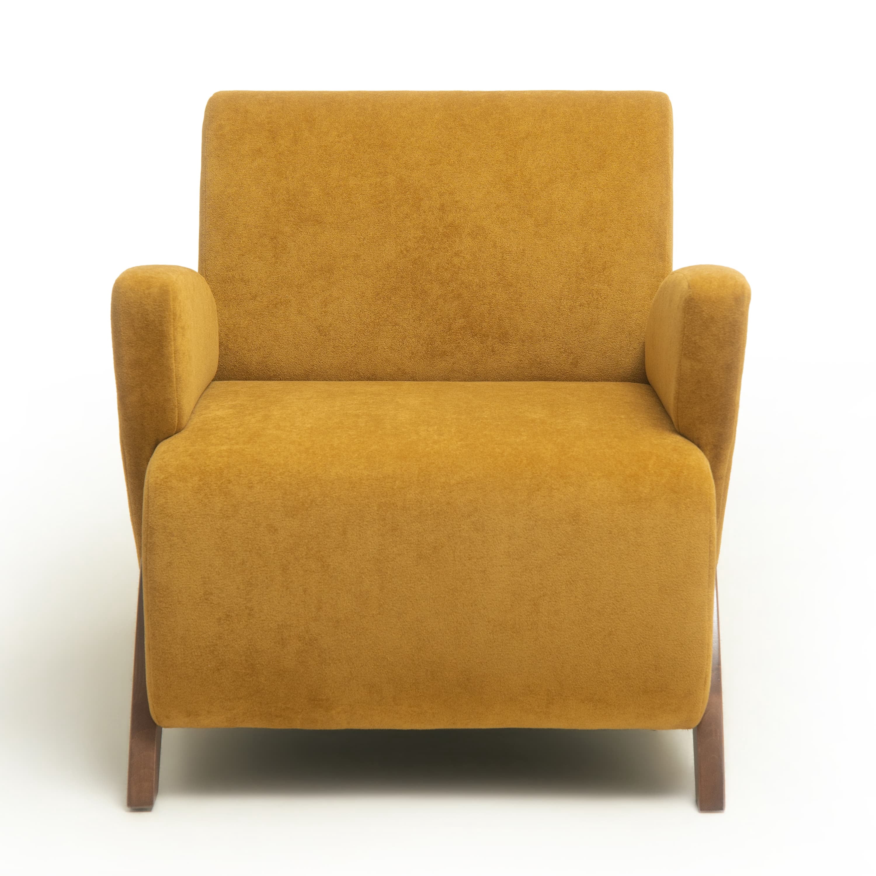 Aukfa 28" Plush Accent Chair, Upholstered Lounge Chair, Modern Reading Chair, Brown Yellow