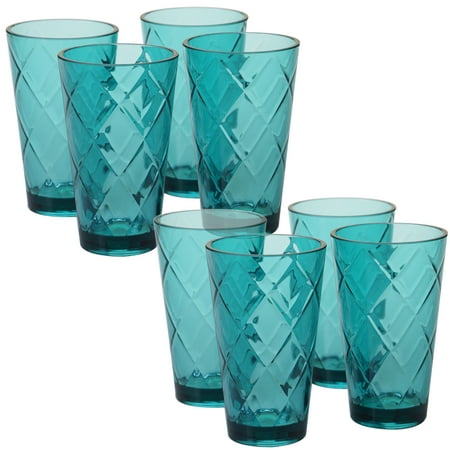 Teal Set/8 Acrylic Ice Tea Glass 20 oz. (220 Grams)