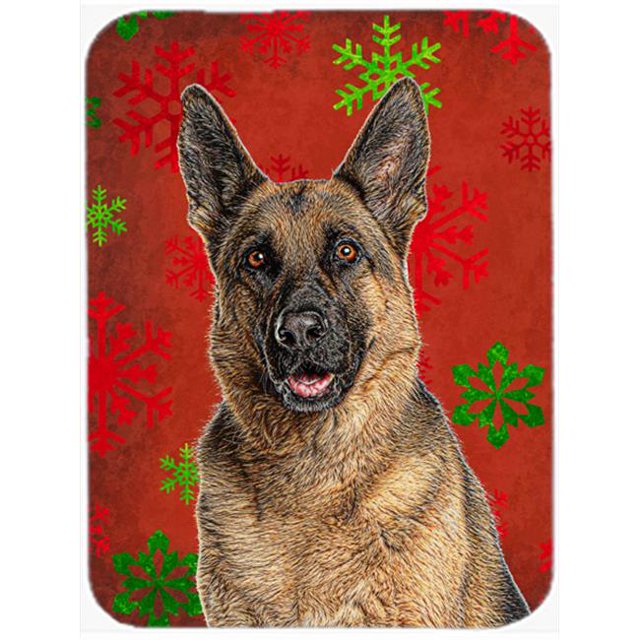 Red Snowflakes Holiday Christmas German Shepherd Mouse Pad, Hot Pad or Trivet