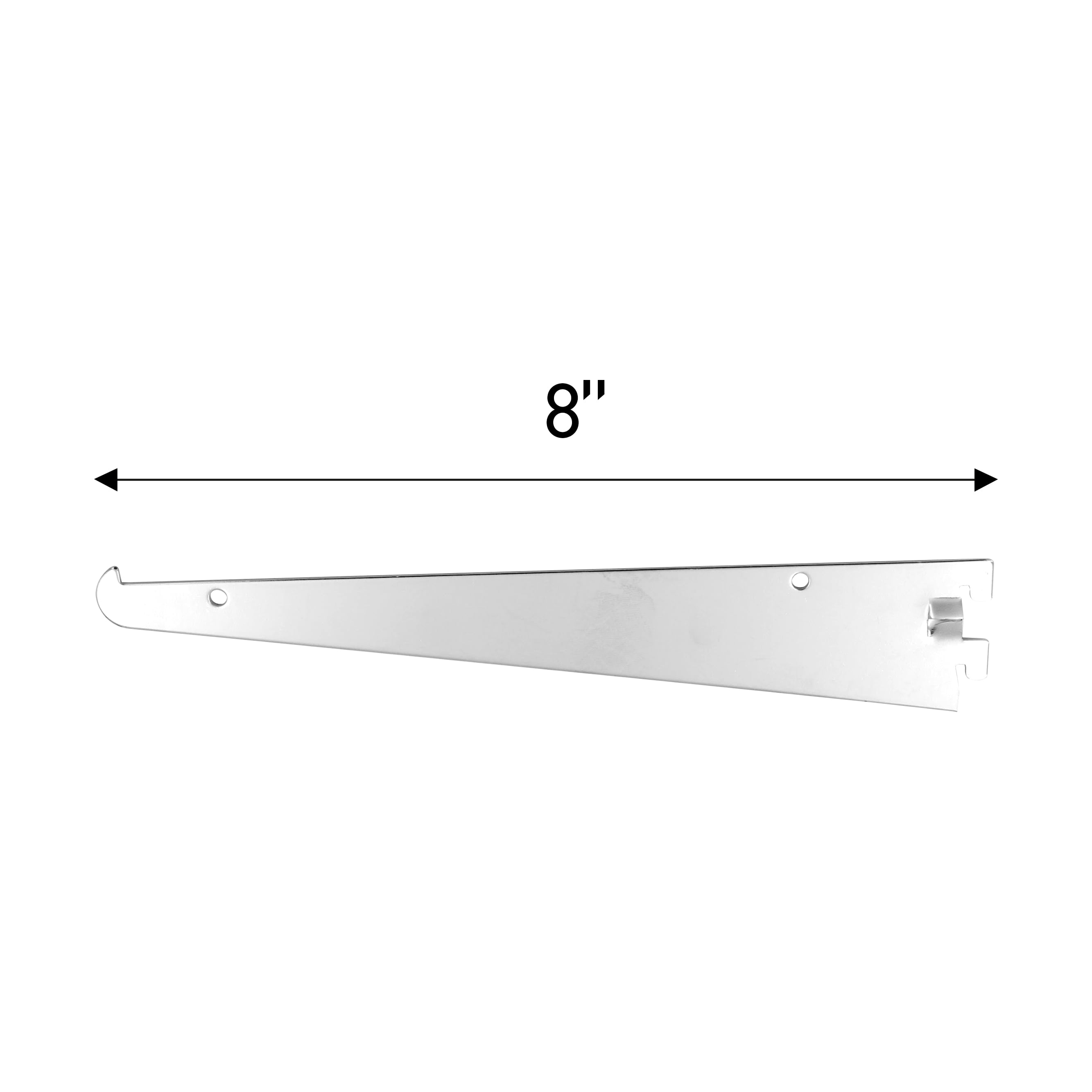 SSWBasics 8 inch Chrome Metal Shelf Bracket for Slotted Standard - ½ inch slots 1 inch on center - Pack of 6