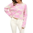 thumbnail image 4 of xiaxaixu Hauts en Tricot à Imprimé Floral pour Femmes Col Rond Manches Longues Pulls Courts Printemps Automne, 4 of 9