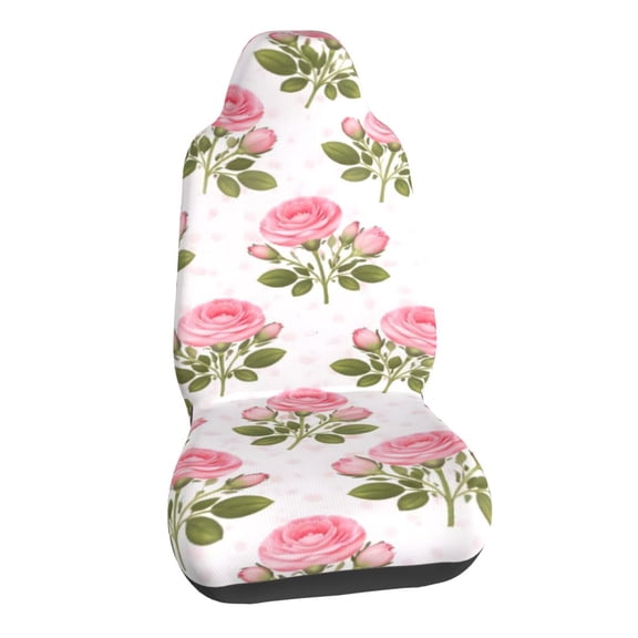 Pink Rose Floral Car Seat Covers Stretch Car Seat Protectors Universal Fit