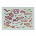thumbnail image 1 of Food Cutting Board, Colorful Meat Drawings Cookery Succulent Ham Sausages, Decorative Tempered Glass Cutting and Serving Board, in 3 Sizes, by Ambesonne, 1 of 2
