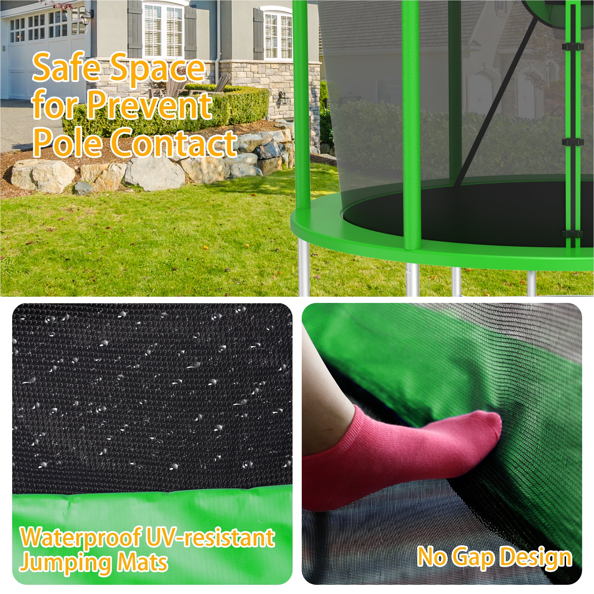 XMIKA Trampoline, 1200LBS 12FT Trampolines for Kids Adults, Trampoline with Safety Enclosure Net, Outdoor Backyard Trampolines with Basketball Hoop, LED Light, Sprinkler and Ladder, Heavy Duty