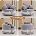 thumbnail image 6 of Swivel Barrel Chair, 39'' W Linen Blend Round Swivel Chair – 360 Degree, Upholstered Armchair with Modern Design; Comfy Single Accent Sofa Chair for Living Room, Bedroom, Grey, 6 of 7