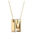 thumbnail image 3 of 0.17 Carat Natural White Diamond Initial "M" Pendant Necklace For Women In 14K Yellow and White Gold with 18" Gold Cable Chain|Silver Chain, 3 of 5