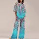 thumbnail image 1 of ICHUANYI Liquidación Mujeres Casual Verano Impreso Cuello Redondo Manga Corta Tops Y Traje De Pantalones Largos ICHUANYI WER202308246346, 1 of 5