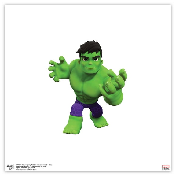 Gallery Pops Marvel Spidey And His Amazing Friends - Hulk Wall Art, Unframed Version, 12" x 12"