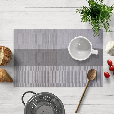 

Vinyl PVC Placemats Set of 4 for Dining Coffee Table Scratch Heat Stain Resistant Anti Skid Kitchen Decor Washable Wipeable Indoor Outdoor Durable Place Mats 18x12 Inches - Gray