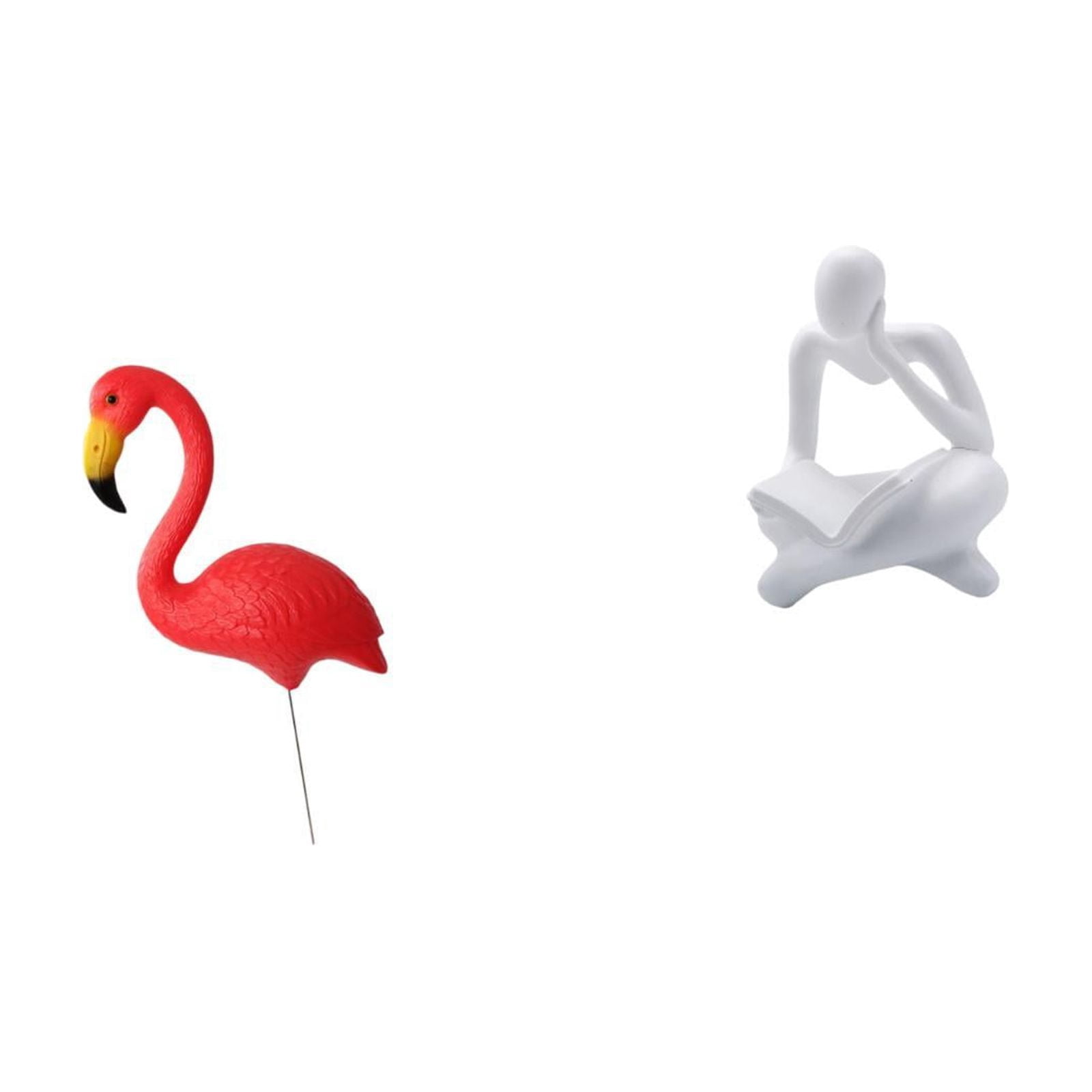 Miulika Flamingo Fairy Garden Sculpture Ornament for Holiday Spring Abstract Thinker Statue Decoration for Tabletop Living Room Shelf Office Bookshelf Yard Art