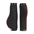 thumbnail image 2 of Puños de bicicleta de cuero ergonómicos Puños de bicicleta de montaña con absorción de impactos Puños de bicicleta antideslizantes Bloqueo de metal Negro y rojo Macarena Puños de manillar de bicicleta, 2 of 8
