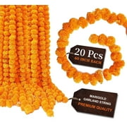 20PCS Artificial Marigold Flowers Garland for Puja Indian/American Indoor/Outdoor Party Decoration for Diwali, Christmas, Wedding, Halloween