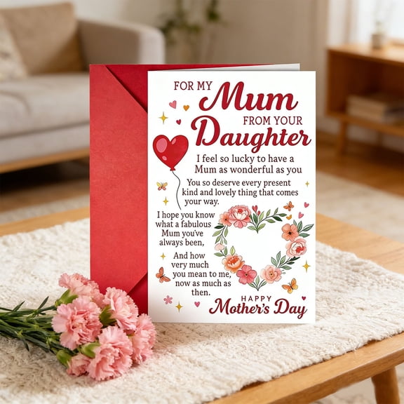 2PCS Funny & Heartfelt Mother's Day Card with Envelope, Cute Design Greeting Card for Mum, Mother's Day Card for Mom