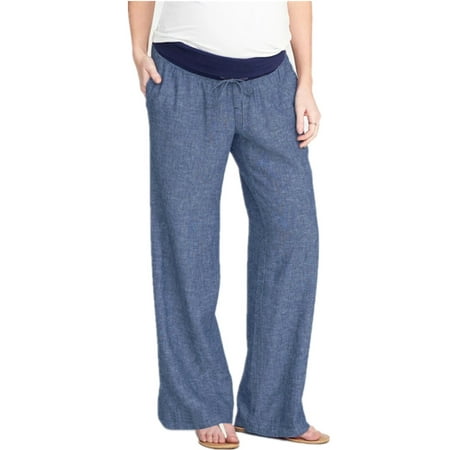 Girls Elastic Waist Pants - Maternity Pants Loose Wide Leg High Waist Drawstring Palazzo