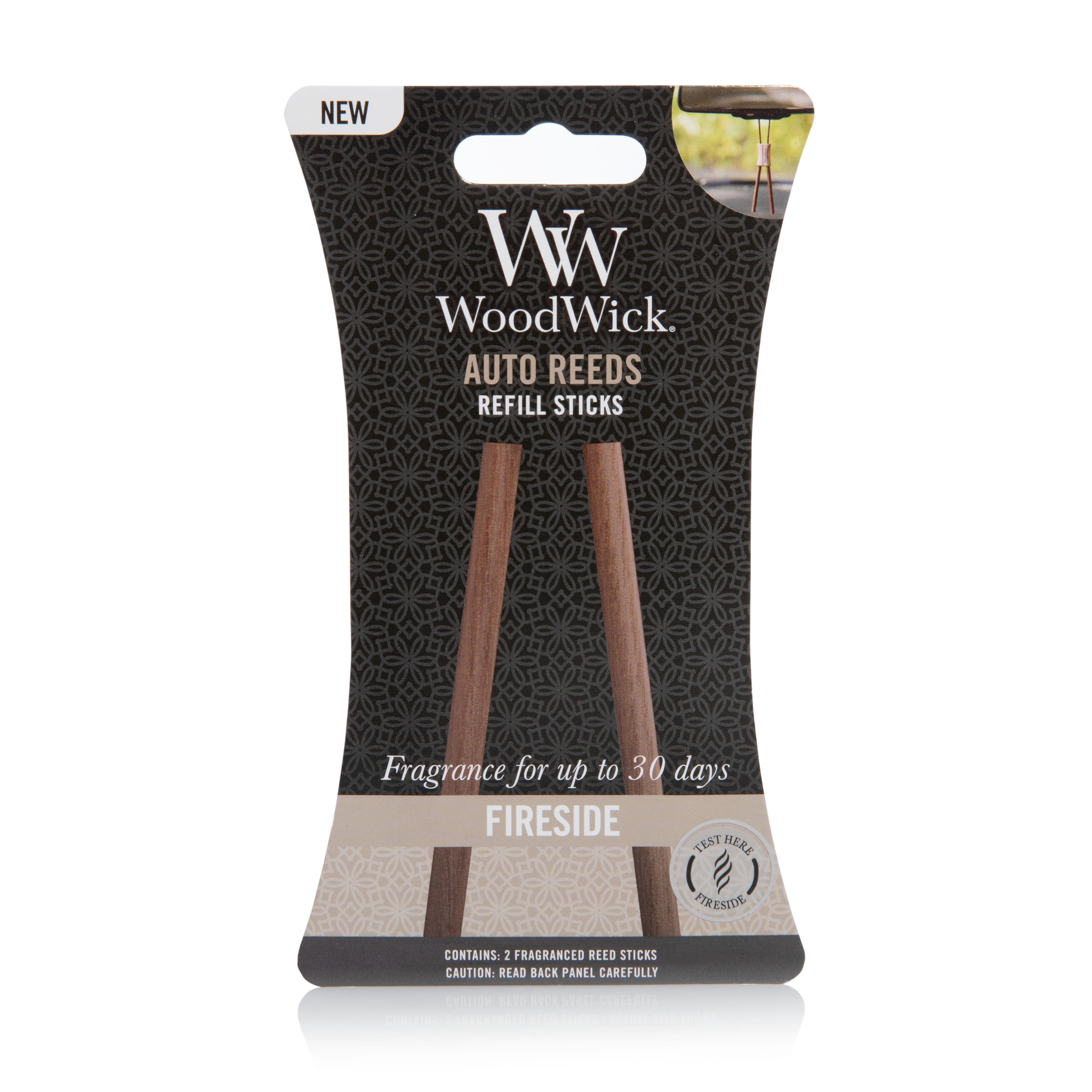 WoodWick Candles Fireside Auto Reeds Car Hanging Air Freshener Refill with Scented Bamboo Reeds