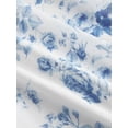 thumbnail image 4 of Blue And White Vintage Floral Print Asymmetrical Hem Ruched Waist Flowy Skirt For Women, 4 of 6