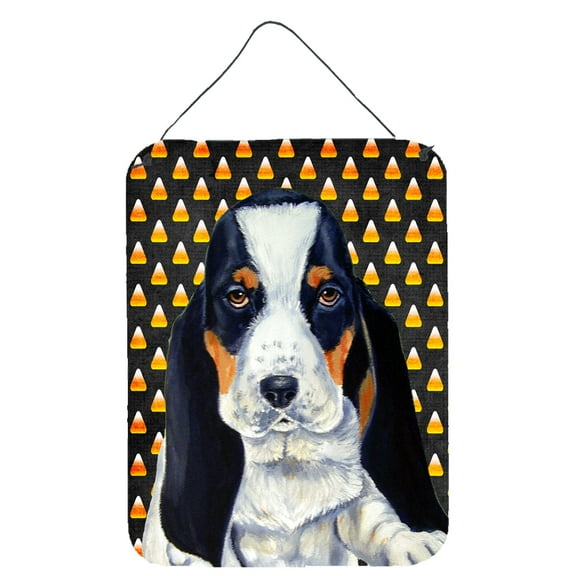 Carolines Treasures LH9070DS1216 Basset Hound Candy Corn Halloween Portrait Wall or Door Hanging Prints 12WX16H