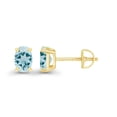 thumbnail image 2 of Decadence Yellow Gold Plated 925 Sterling Silver 5x3mm Oval Cut Natural Aquamarine March Birthstone Screwback Stud Earrings, 2 of 7