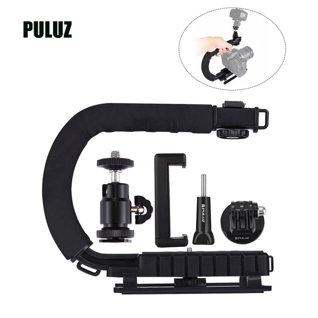 PULUZ U-Shaped Portable Handheld Camera Holder Video Handle DV Bracket C-Shaped Steadicam Stabilizer Kit for All SLR Cameras and Home DV Camera