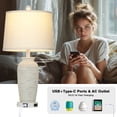 thumbnail image 2 of Cinkeda Set of 2 Dimmable Touch Control Table Lamps with USB-C & AC Outlet, 25-inch Retro Resin White Jar Lamps for Bedroom Nightstand, Living Room, 2 of 7
