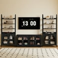 thumbnail image 5 of YOCWO 70" Tall Arched Bookcases, Acrylic Bookshelf with 4 Tier Open Shelf Storage and 2 Doors, Black, 5 of 8