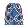 thumbnail image 3 of Super Soft Fabric Gift Bag Contraction Free Bag Mouth Pull Rope Design Red Ribbon Mouth For The Festival Indigo Moroccan Trellis Hand-Drawn Sketch_3 Medium, 3 of 8