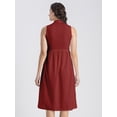 thumbnail image 3 of Moomaya Womens Solid Cotton Midi Dress, Sleeveless Summer Dress With Buttoned Closure, 3 of 8