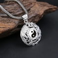 thumbnail image 3 of K-KED Pure S925 Sterling Silver Lucky Dragon Phoenix Tai Chi Bagua Round Pendant 10g, 3 of 5