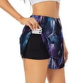 thumbnail image 1 of Balery Feathered Wolf Pantalones cortos deportivos para mujer con forro y dos bolsillos, elásticos, para entrenamiento, gimnasio, yoga-XX-Large, 1 of 7