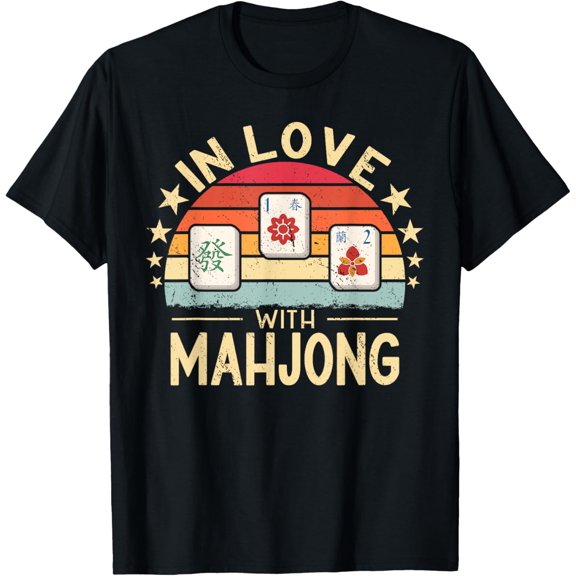 Playful Comfort Tee - In Love with Mahjong Chinese board game tiles retro mahjong T-Shirt