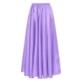 thumbnail image 4 of Zaldita Womens Satin Ruffle Maxi Skirt Full Circle Swing Long Belly Dance Skirt Lavender 90cm, 4 of 6