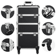 thumbnail image 3 of Alden Design Professional Makeup Case, 3 in 1 Portable Trolley, Black, 3 of 10