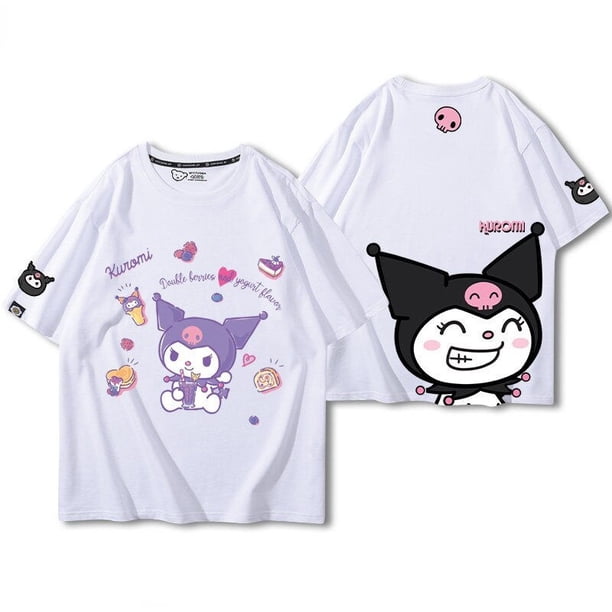 Sanrio Kuromi, camiseta de manga corta para mujer, camiseta holgada de gran tamaño, camisetas casuales Kawaii de dibujos animados, ropa de algodón, verano Y2K xuanjing unisex