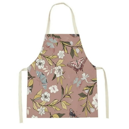 

Floral Leaf Print Kitchen Apron Women s Sleeveless Linen Apron Home Cleaning Tools Home Cooking Accessories Apron Bibs Delantal