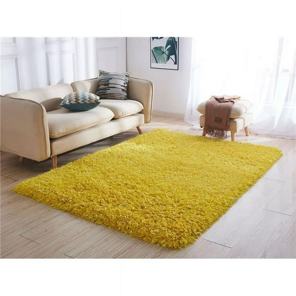 Amazing Rugs, LLC. Coral Hand Tufted Polyester Shag Area Rug Yellow 8' X 11' 8' x 10'