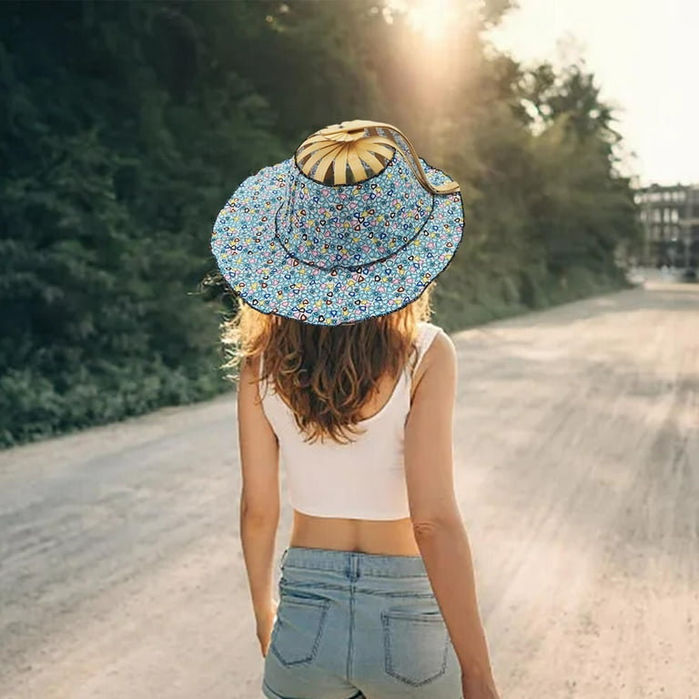 Segolike Bamboo Fan Foldable Sun Hat, Wide Brim, Fashion, Portable  Multifunctional Women Folding Fan Hat Floral Sun Protection Cap for Outdoor  Sports