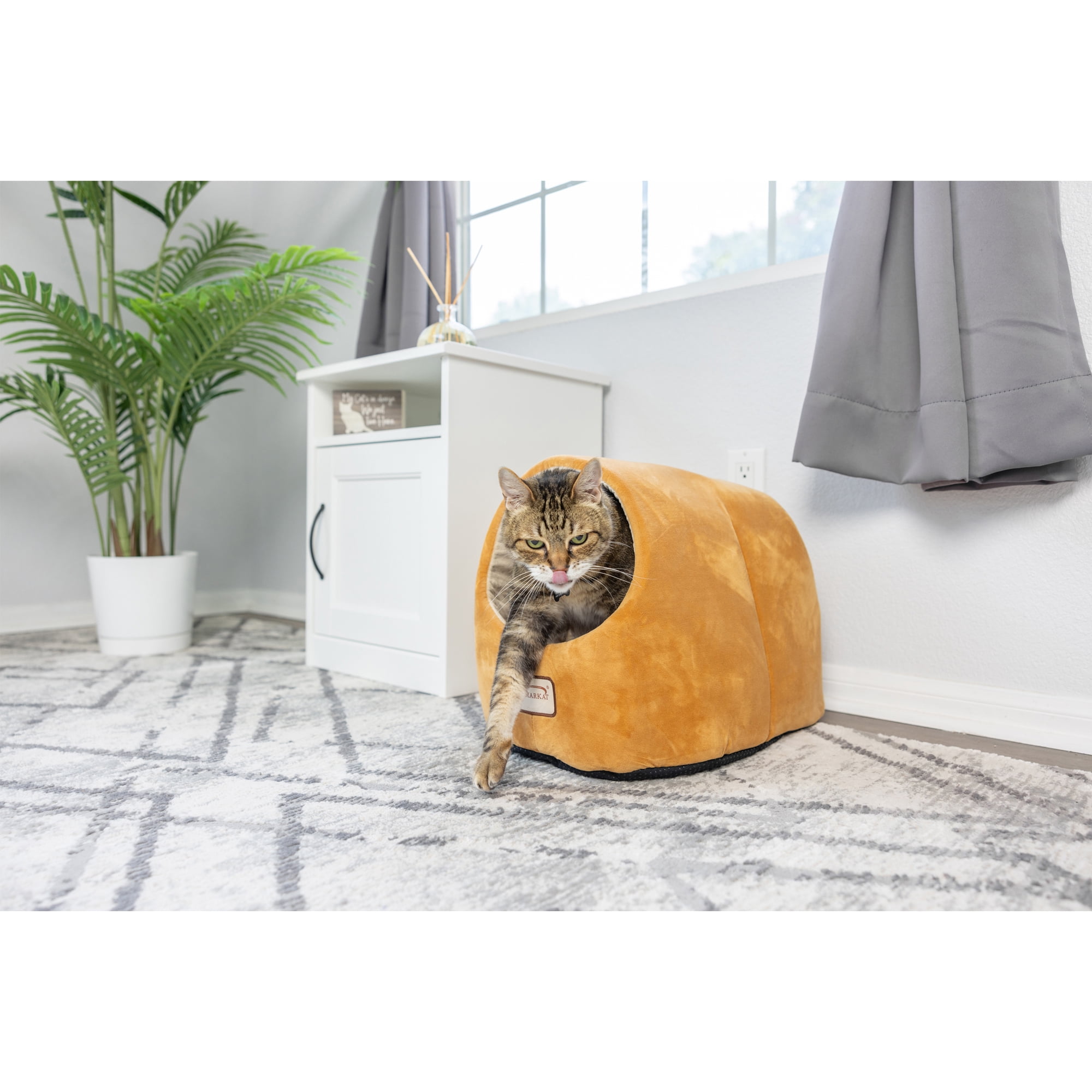 Armarkat Covered Pet Cat Bed, Brown