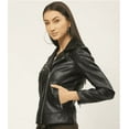 thumbnail image 2 of Noora New Women's 100%  Real Lambskin Leather BLACK BIKER JACKET With Zipper & Pocket YK01, 2 of 8